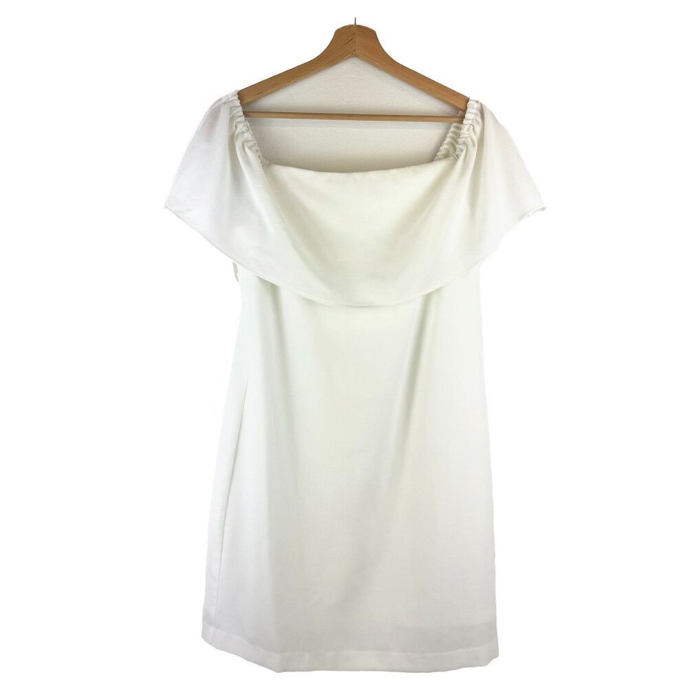 Charles Henry Boat Neck Off Shoulder White Mini Cocktail Dress M
